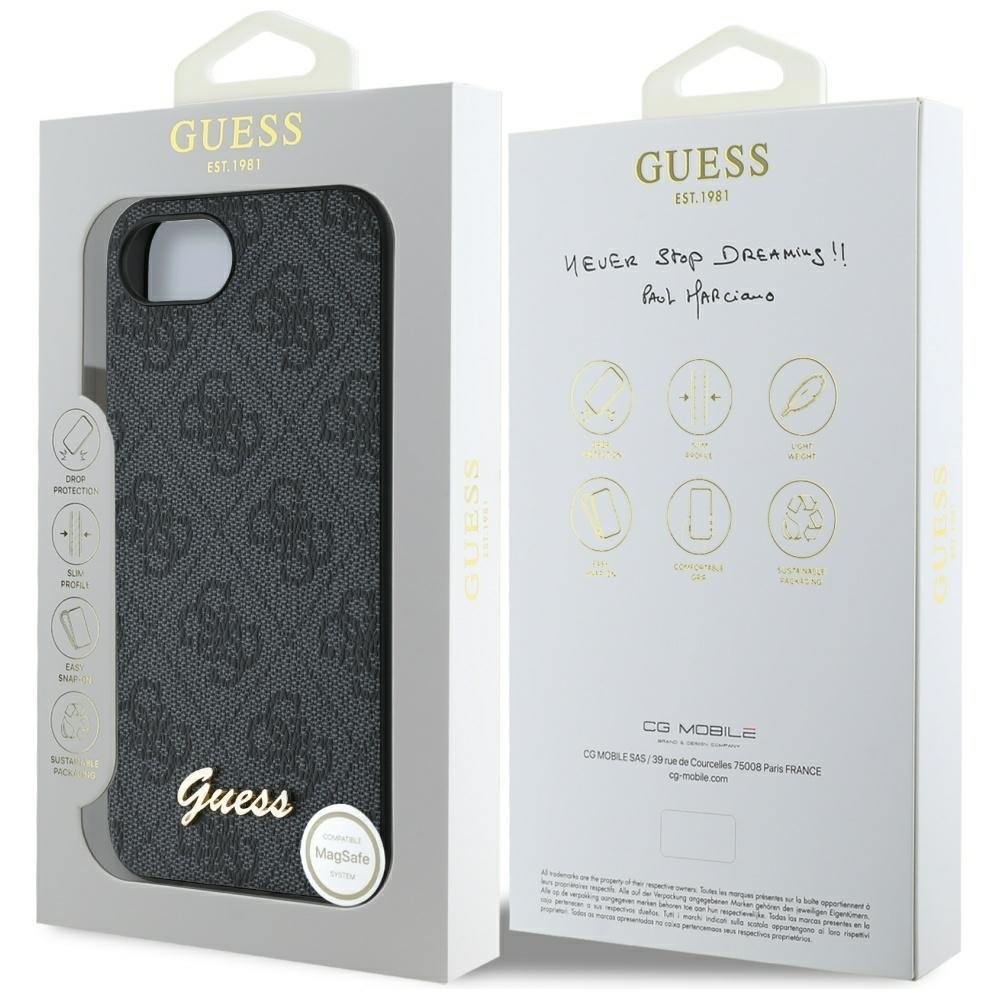 Etui Guess 4G Script Logo MagSafe do iPhone 16e czarny